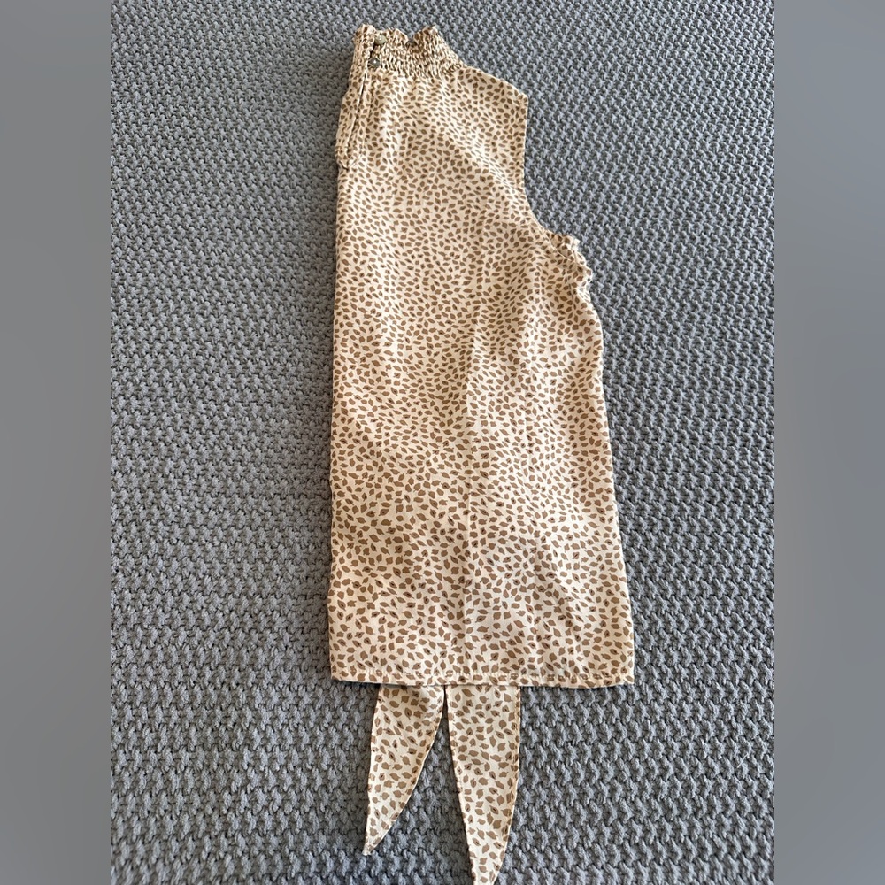 Sleeveless Beige Printed Tie-Hem Top - Picture 6 of 9